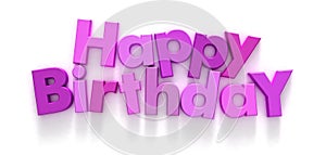 Happy Birthday in pink and purple letters