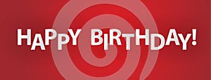 Happy birthday plain text on fading red background, vector illustration
