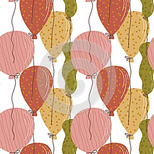 Happy Birthday Seamless Pattern with cute ballons.