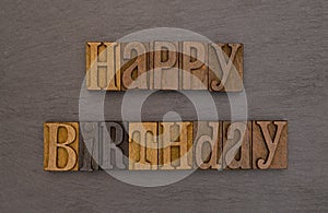 Happy Birthday Spelled in Type Set