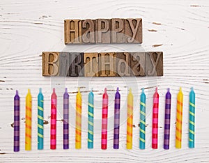 Happy Birthday Spelled in Type Set