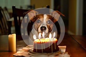 Happy birthday surprised dog, Generative AI