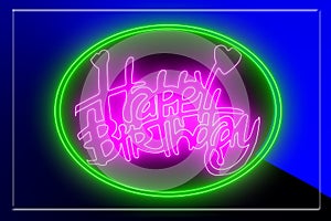 Happy Birthday tagline with glowing line in 3d rendering