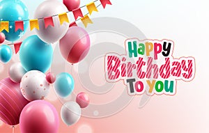 Happy birthday text vector template design. Birthday dedication and greeting card
