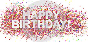 Happy birthday, text word party confeti decoration background colors - 3d rendering photo