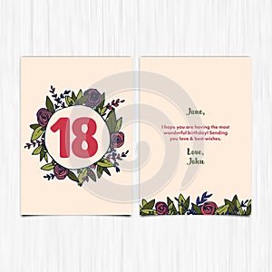 Happy birthday 18th years greeting card