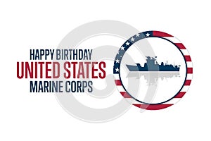 Happy Birthday United States Marine Corps. November 10. Holiday concept. Template for background, banner, card, poster