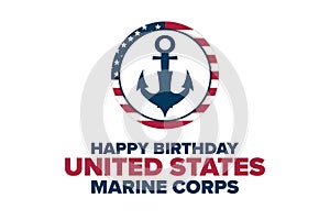 Happy Birthday United States Marine Corps. November 10. Holiday concept. Template for background, banner, card, poster