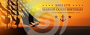 Happy Birthday United States Navy. USA flag. 3d illustration