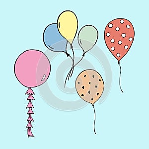 Happy Birthday vector balloons, party illustrations
