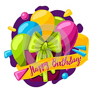 Happy Birthday vector design for greeting cards and poster with balloon