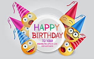 Happy birthday vector design with smileys