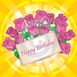 Happy birthday - vector greeting card with roses