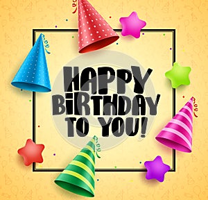 Happy birthday vector greetings card design with boarder