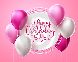 Happy birthday vector template design. Birthday greeting text in white frame space