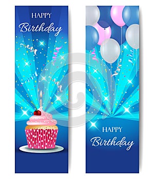 Happy birthday vertical banners