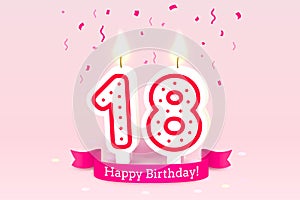 Happy Birthday years. 18 anniversary of the birthday, Candle in the form of numbers. Vector