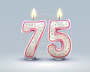 Happy Birthday years. 75 anniversary of the birthday, Candle in the form of numbers. Vector