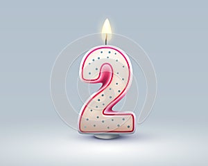 Happy Birthday years anniversary of the person birthday, Candle in the form of numbers two of the year. Vector