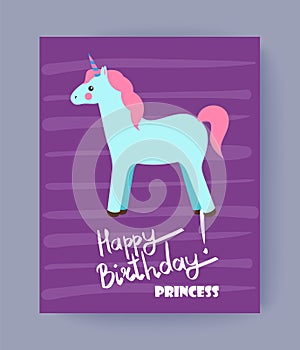 Happy Bithday Princess Card Vector Illustration