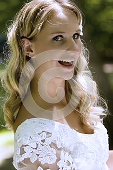 Happy blond bride