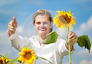 Happy blond man