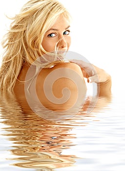 Happy blond in water