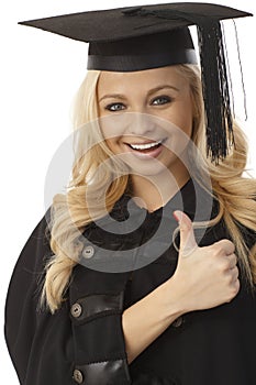 Happy blonde female graduate