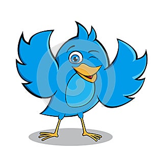 Happy Blue Bird Mascot Design