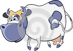 Happy blue cow. Cartoon