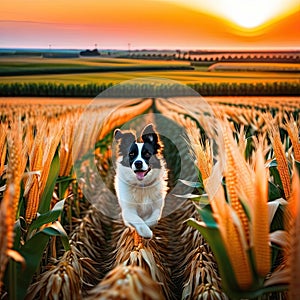 A happy border collie running