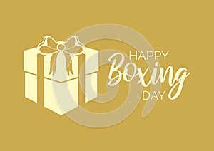 Happy Boxing Day golden background with gold gift box icon vector