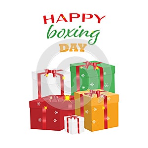 Happy boxing day. Vector illustration isolated on white background. Poster, banner, template for further design.