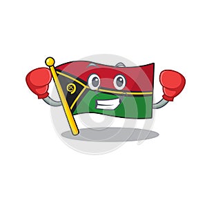 Happy Boxing flag vanuatu Scroll mascot character style