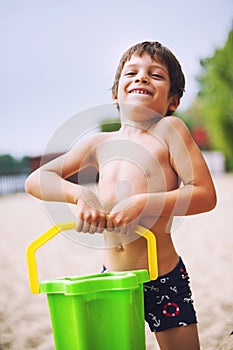 Happy boy on beach