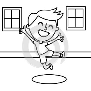 Happy boy coloring page