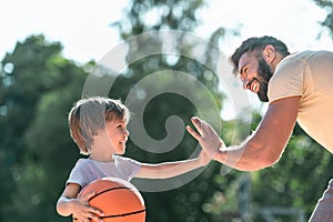 Happy boy and dad close-up