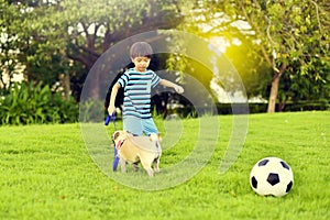 Happy boy with dog