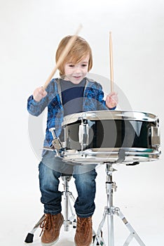 Happy boy with drum