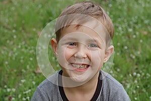 Happy boy in field