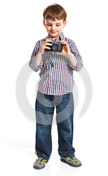 Happy boy. Isolated over white background