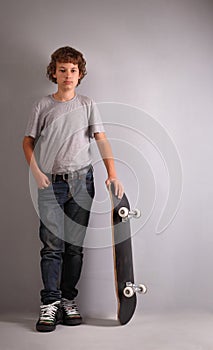 Happy boy on skateboard