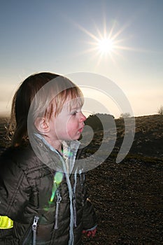 Happy boy and sunshine