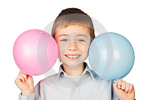 Happy boy with two balloons