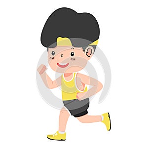happy boyl jogging a marathon race