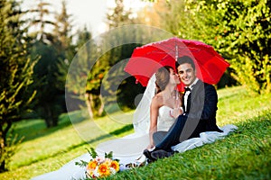 Happy bride and groom