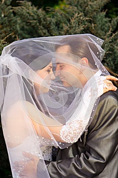 Happy bride and groom