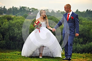 Happy bride and groom