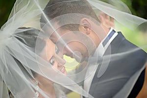 Happy bride and groom on their wedding