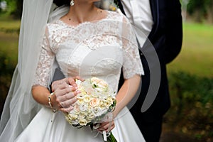 Happy bride and groom on their wedding